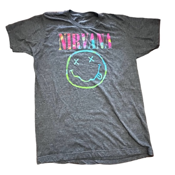 NIRVANA Other - NIRVANA OFFICIALLY LICENSED DARK GRAY SMILEY FACE LOGO T-SHIRT SIZE LARGE